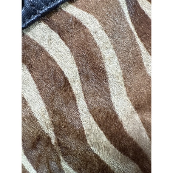 Vintage Studded Leather Tote Bag Zebra Haircalf Front Hardware Boho Chic Y2K - Picture 2 of 16